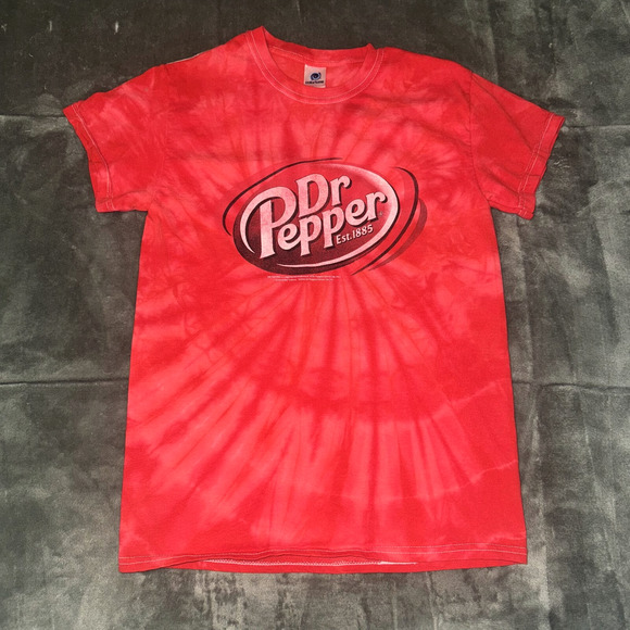 Colortone Dr. Pepper Logo T-Shirt Men Small Red Tie Dye Short Sleeve Graphic - Picture 1 of 7